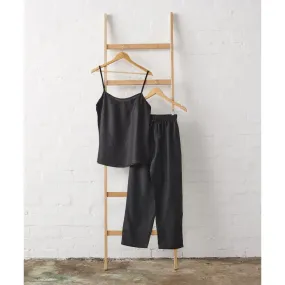 Linen Cami and Pant PJ Set - Black | Jade and May