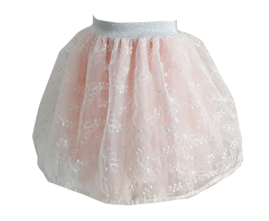 Little Girls Embroidered Overlay Skirt