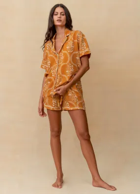 Maaji Caramel Damask Slumber Short Sleeve Short Set