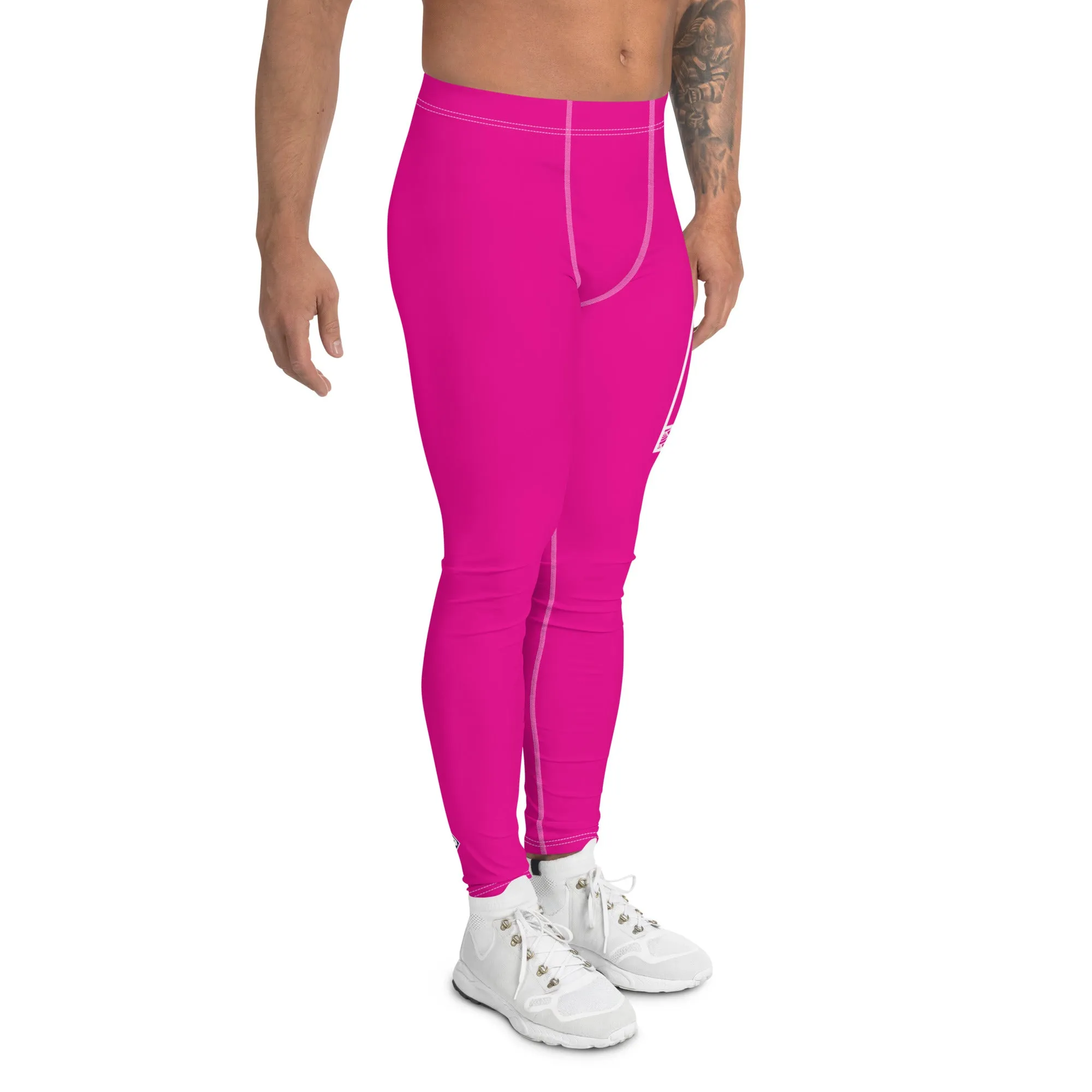 Men's Athletic Workout Leggings For Jiu Jitsu 003 - Hollywood Cerise