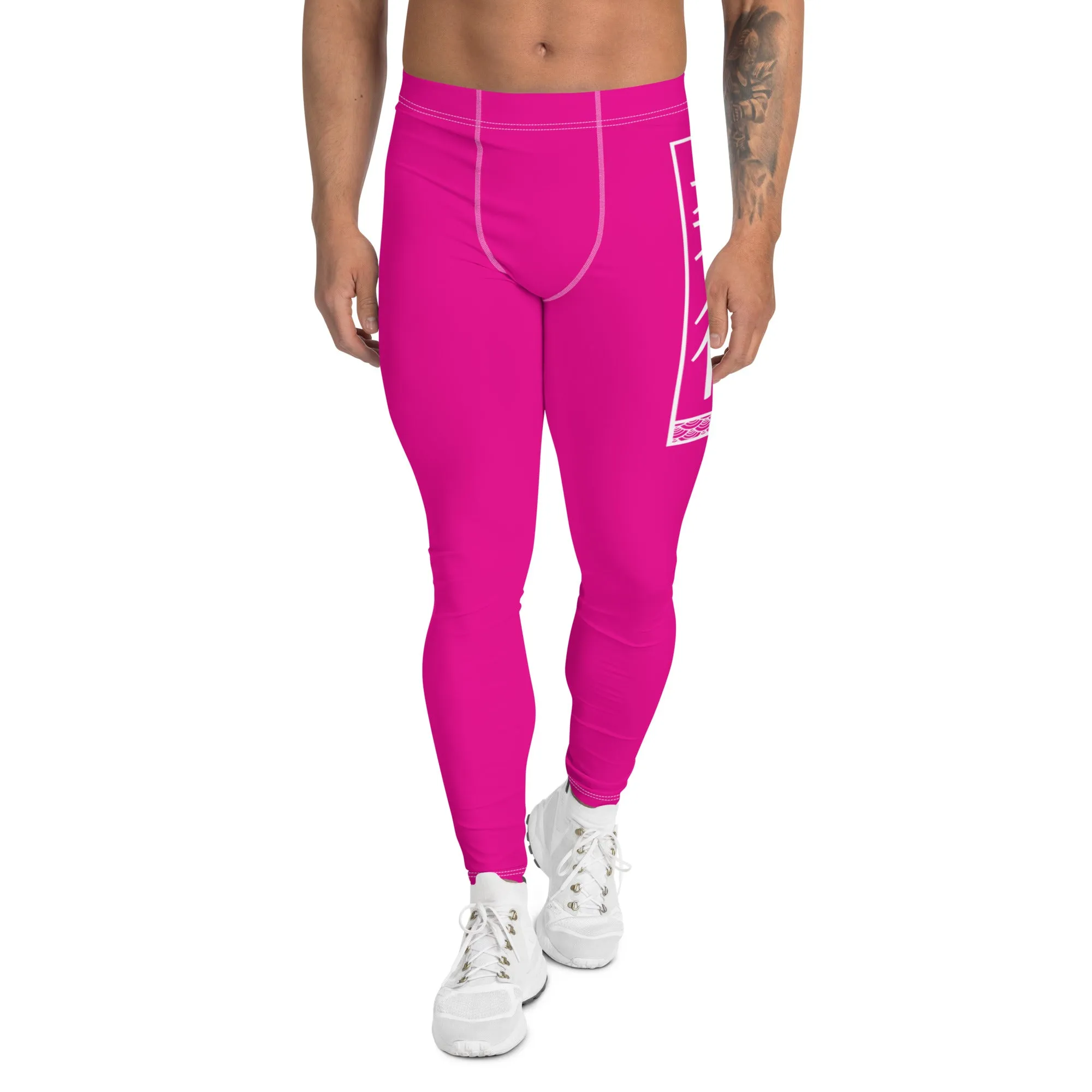 Men's Athletic Workout Leggings For Jiu Jitsu 003 - Hollywood Cerise