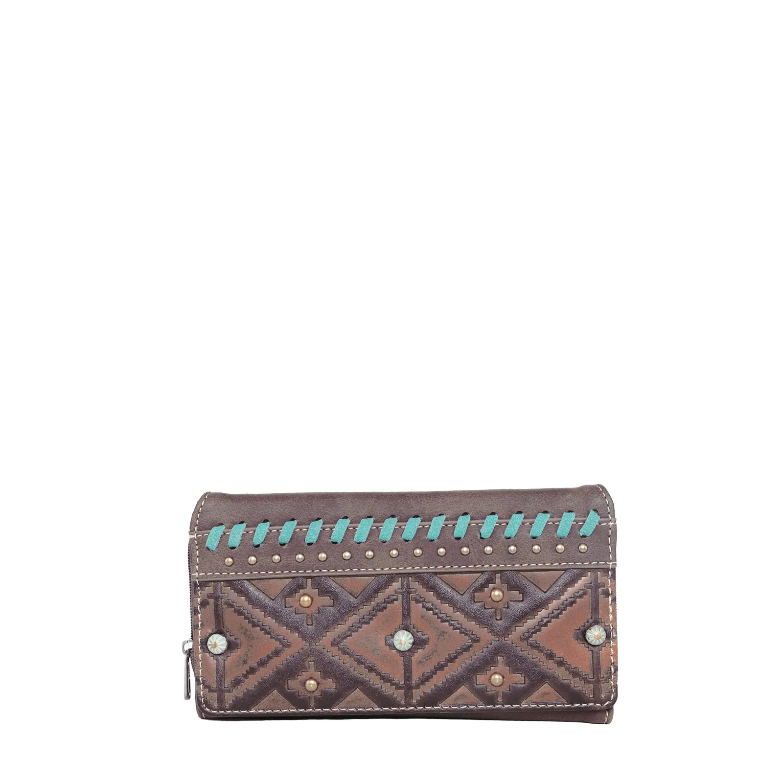 Montana West Aztec Embossed Studded Wallet