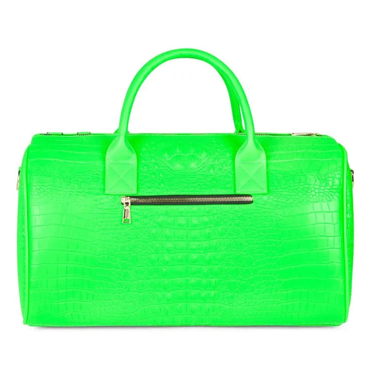 Neon Green Apollo 2 Faux Crocodile Skin Duffle Bag