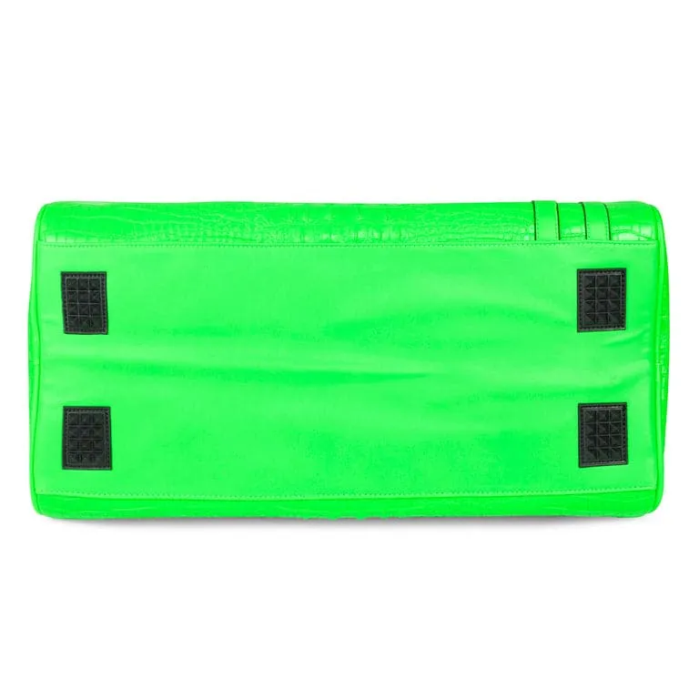 Neon Green Apollo 2 Faux Crocodile Skin Duffle Bag