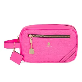 Neon Pink Apollo 2 Faux Crocodile Skin Toiletry Bag