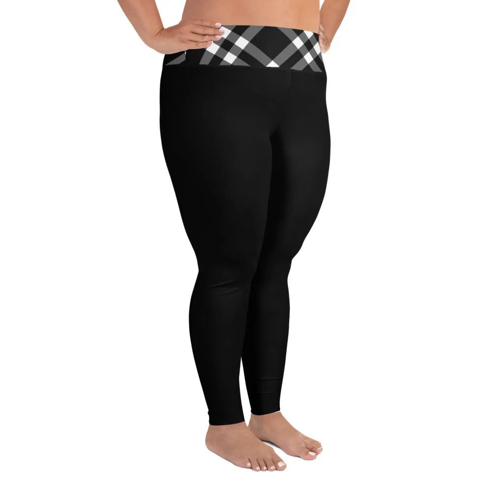 Plus Size Leggings Black and White Gingham