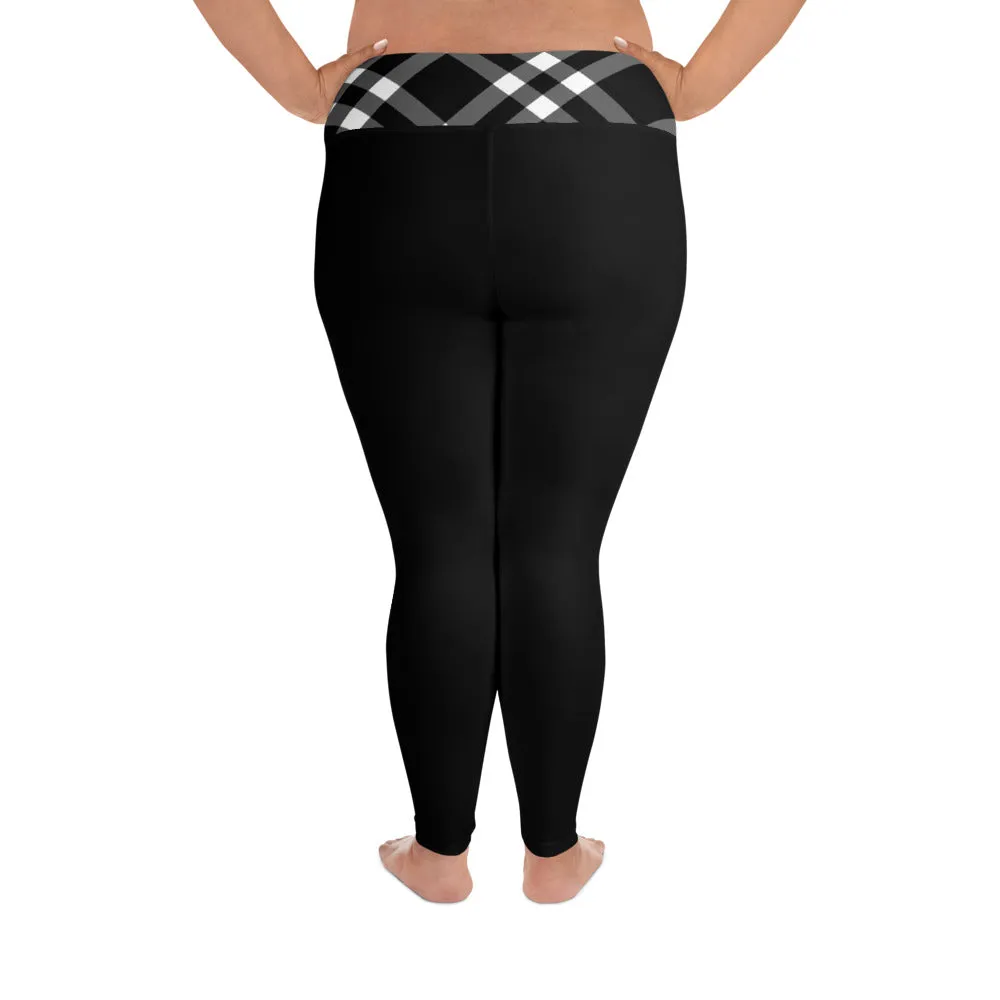 Plus Size Leggings Black and White Gingham