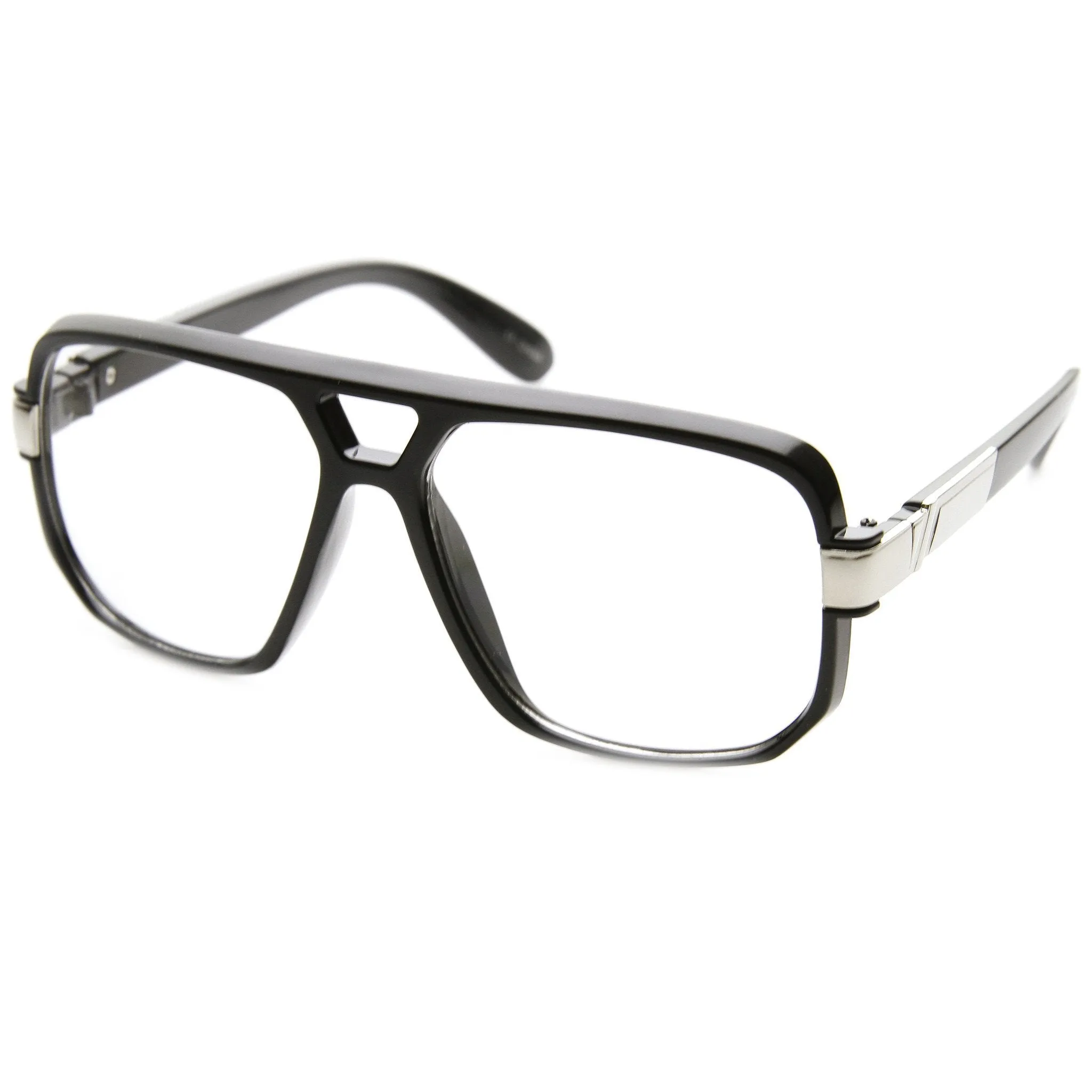 Retro 1980's Classic Square Frame Hip Hop Clear Lens Glasses