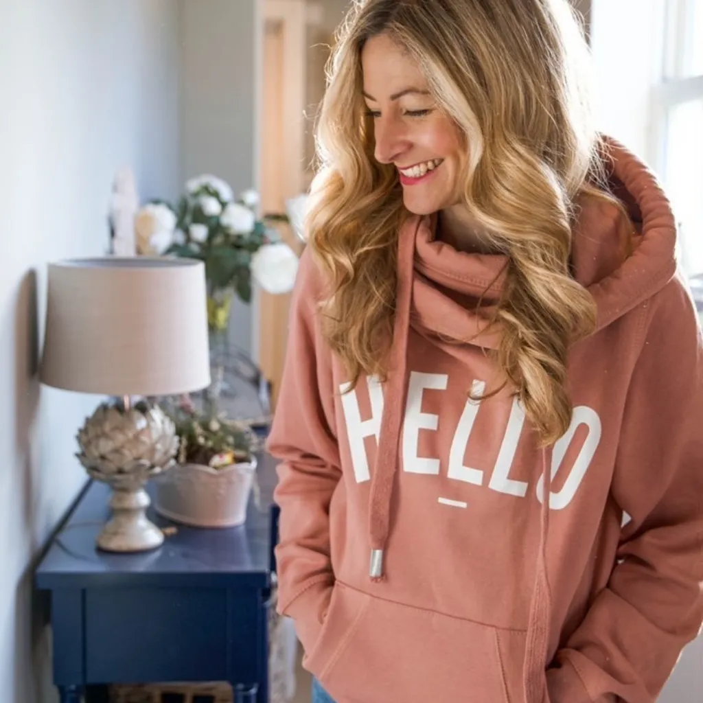 Rose Hello Cowl Neck Hoodie