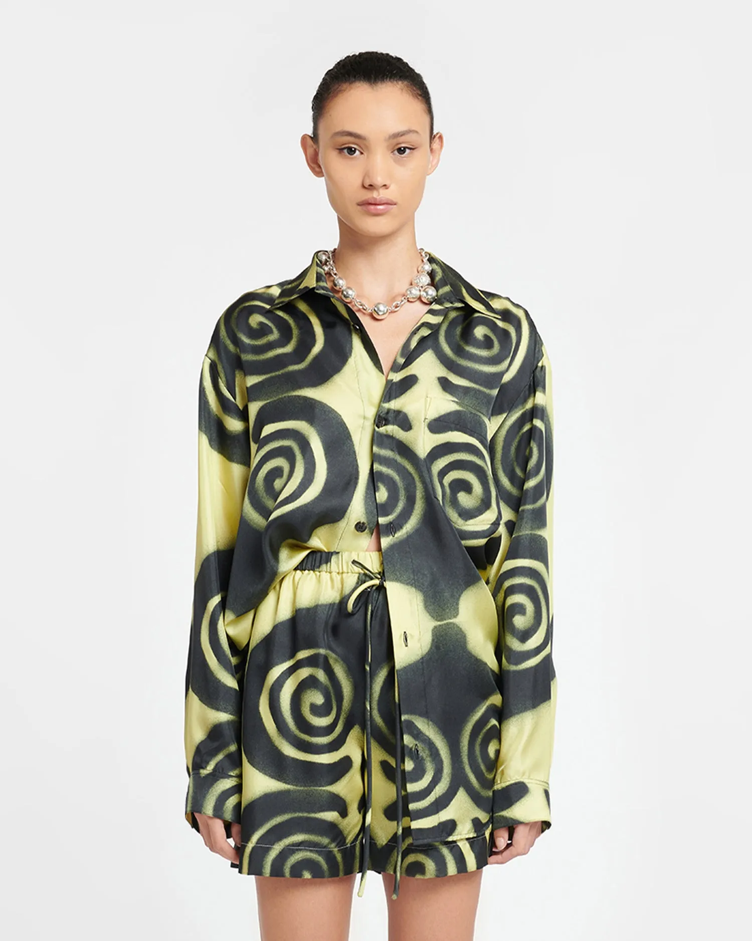 Sabrin - Printed Twill Silk Shirt - Spiral Spray