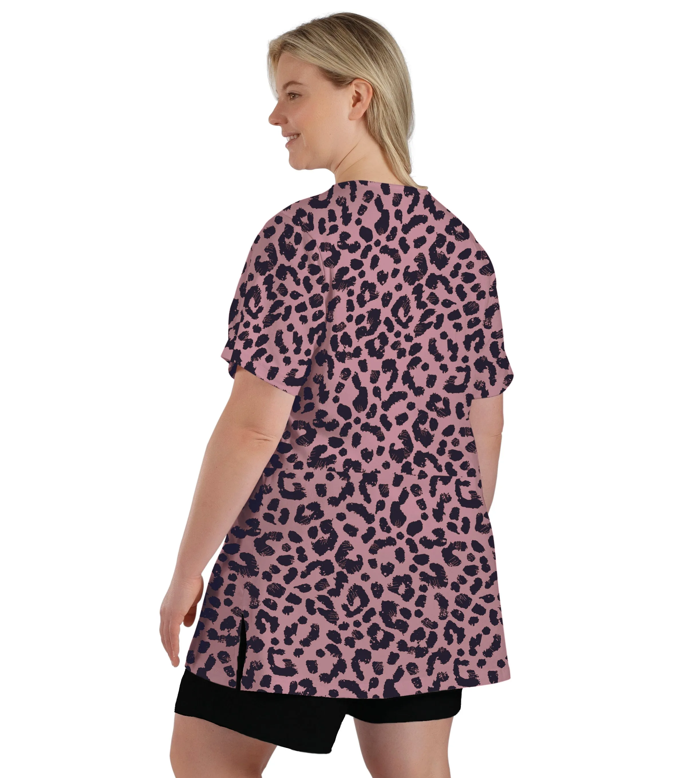 Stretch Naturals Lite V-Neck Short Sleeve Top Jungle Rose Print