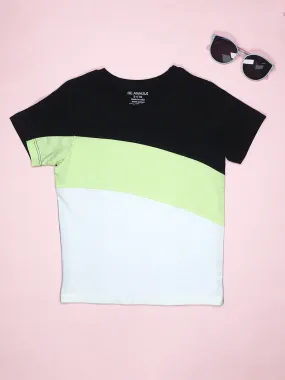 Triple Colorblock Half Sleeves Kids T-shirt