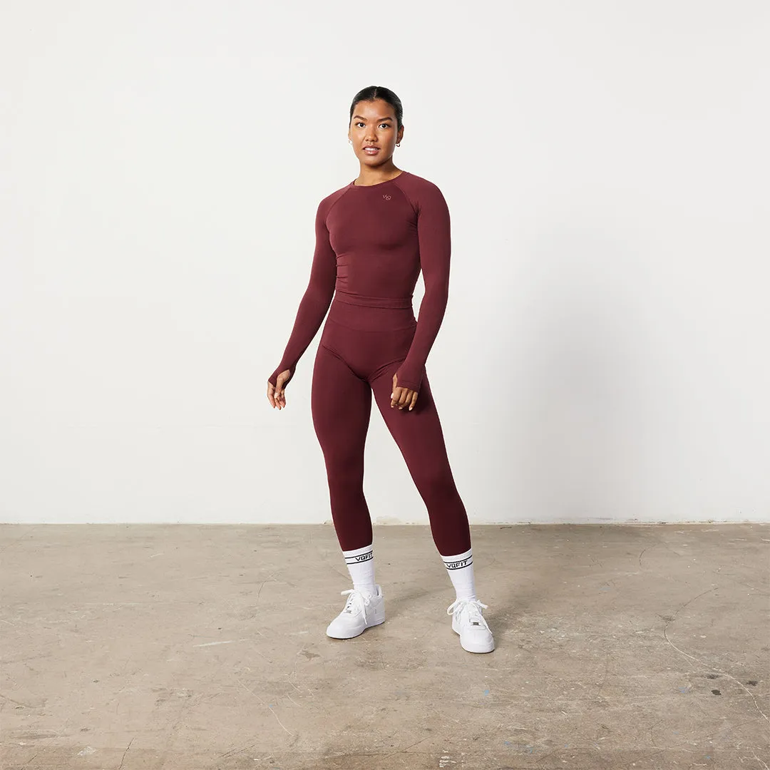 Vanquish Elevate Seamless Burgundy Long Sleeve Top