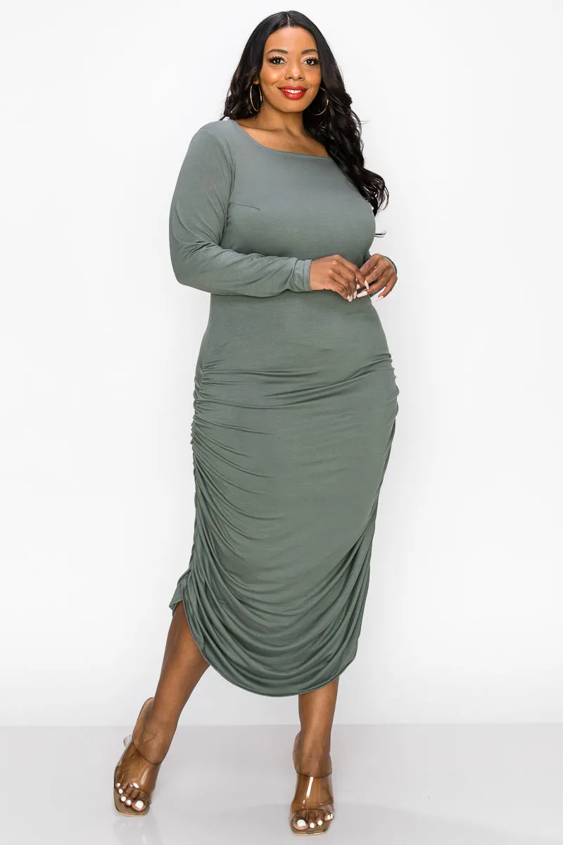 Winona Side Ruched Midi Dress