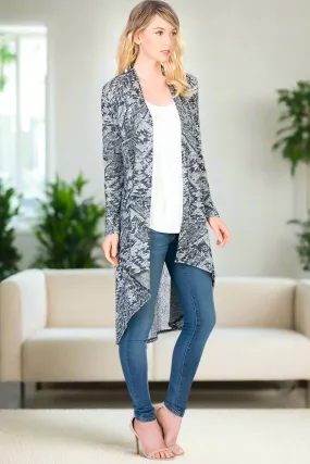 Womens Aztec Cardigan Sweater Printed Duster Gray Sizes S/M/L