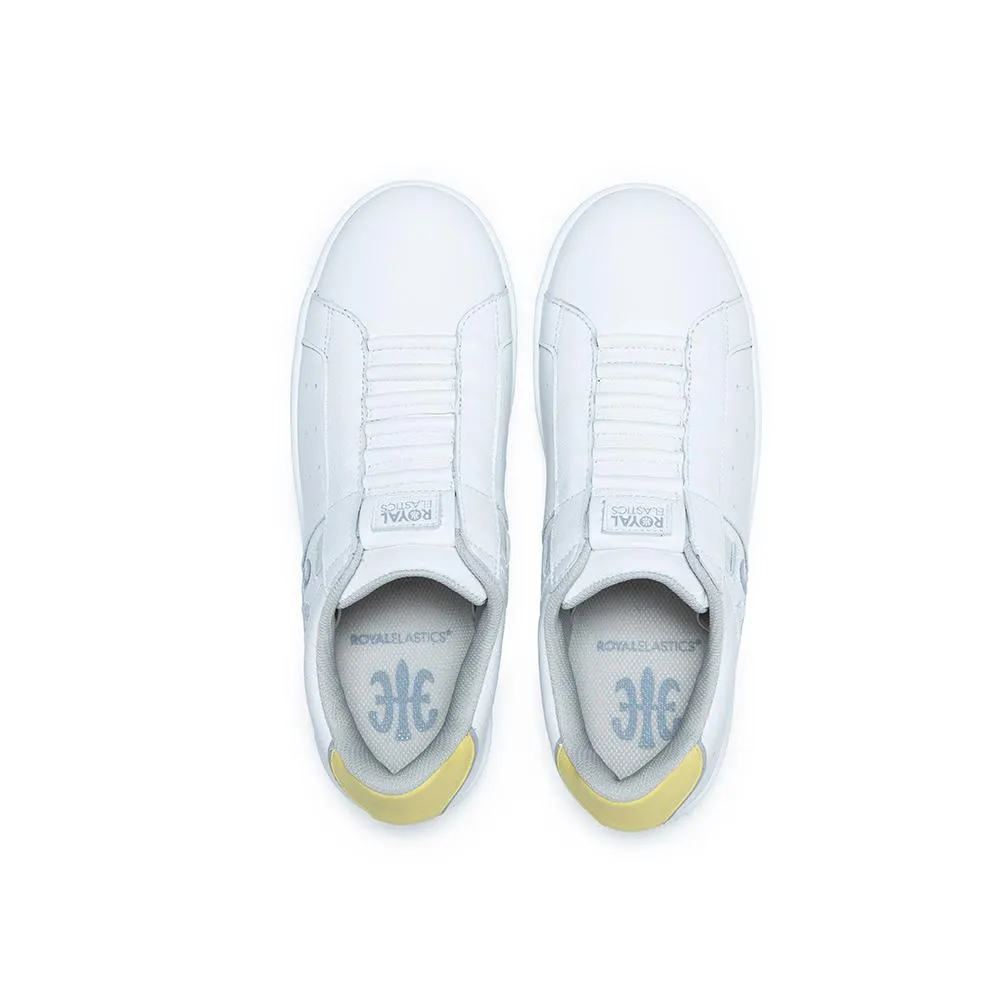 Women's Icon White Yellow Logo Leather Sneakers 91913-083