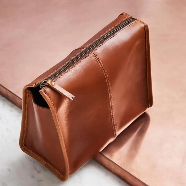 Womens Triangular Leather Wash Bag